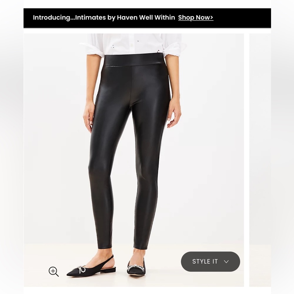 Brand New Black Faux Leather Leggings - L petite